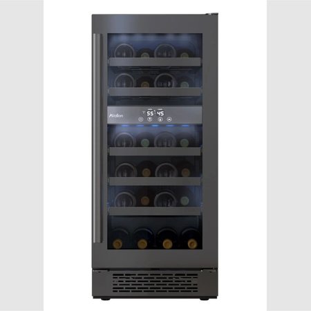 AVALLON 15 Inch Wide 23 Bottle Capacity Dual Zone Wine Cooler with Right Swing Door AWC151DBLSS